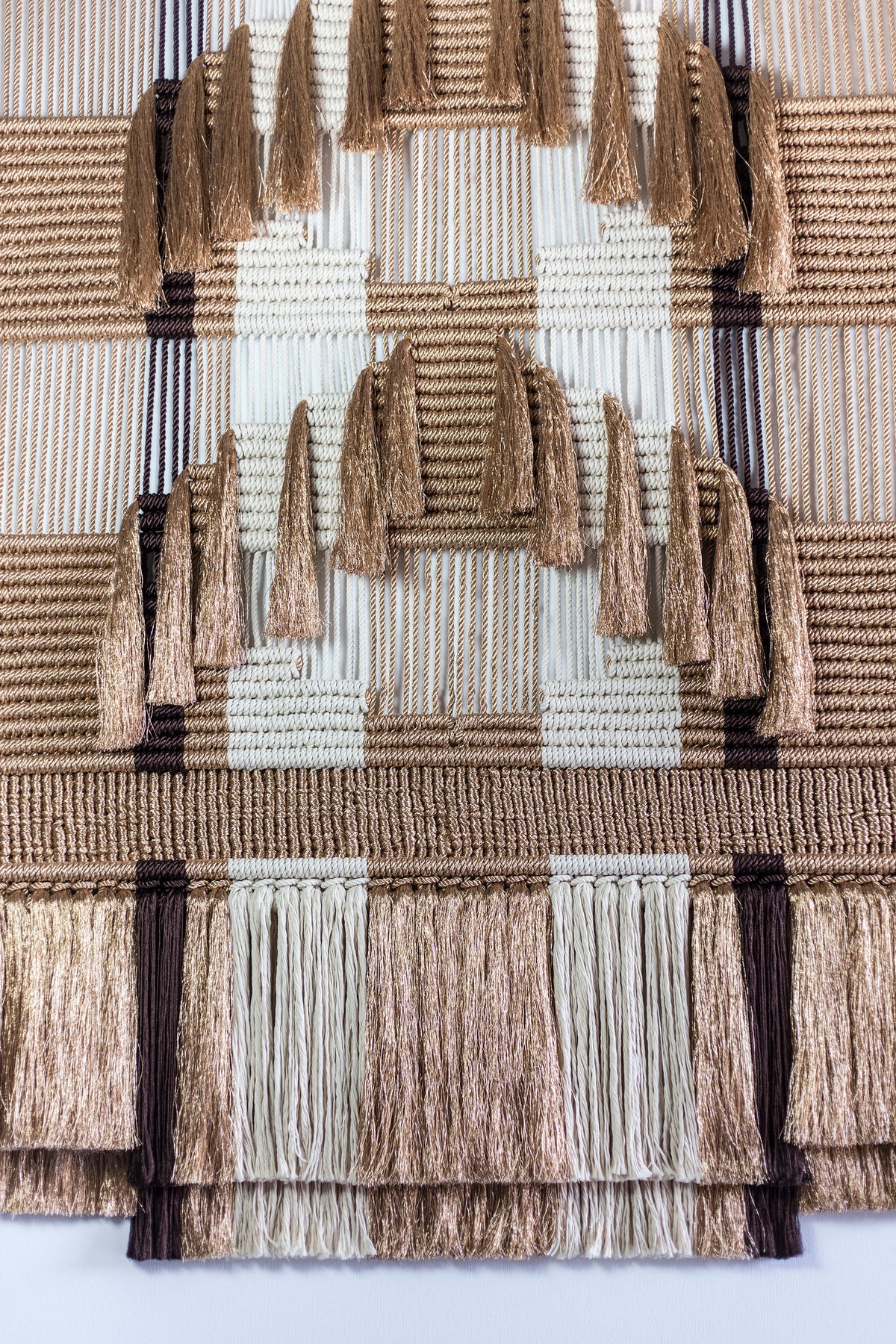 Gold, white and brown metallic wall hanging by Milla Novo, 170 x 200 cm, photo 2 of 2