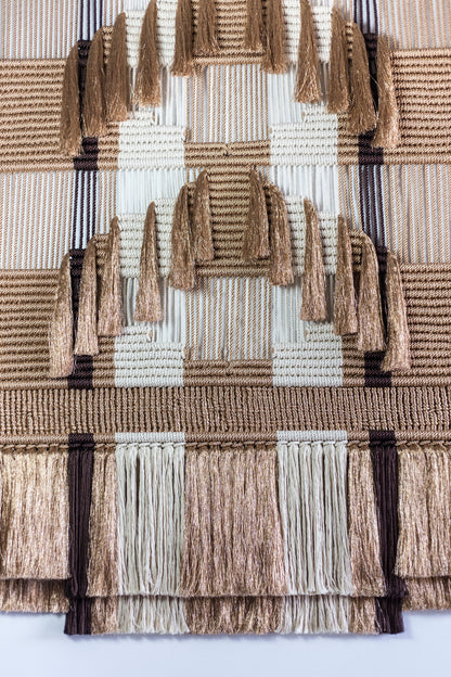 Gold, white and brown metallic wall hanging by Milla Novo, 170 x 200 cm, photo 2 of 2