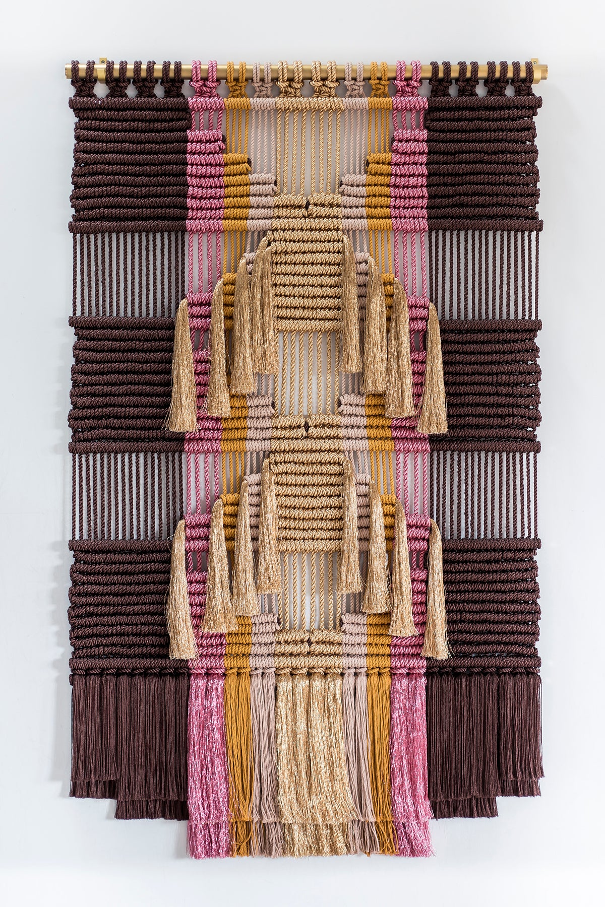 Angosta brown and pink metallic wall hanging by Milla Novo, 120 x 200 cm, photo 1 of 4