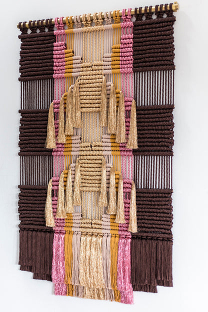Angosta brown and pink metallic wall hanging by Milla Novo, 120 x 200 cm, photo 3 of 4