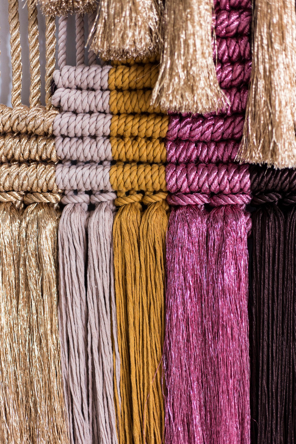 Angosta brown and pink metallic wall hanging by Milla Novo, 120 x 200 cm, photo 2 of 4