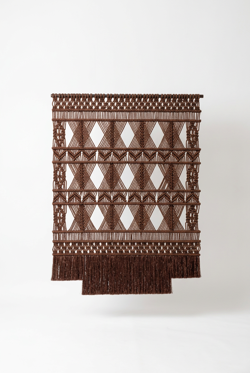 Brown Metallic Macramé Wall Hanging, 180 × 250 cm
