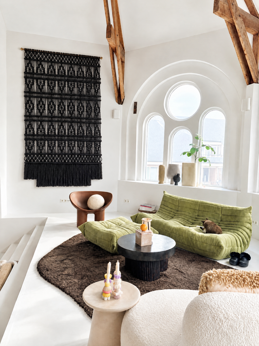 Black Cotton Macramé Wall Hanging, 180 × 275 cm